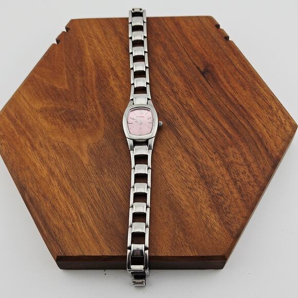 Fossil Women's Pink Dial Silver Tone Link Watch Preppy Y2K Barbiecore ES-9858 - Picture 4 of 7